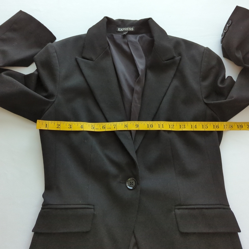 Express Black One Button Blazer Jacket Notched Co… - image 4